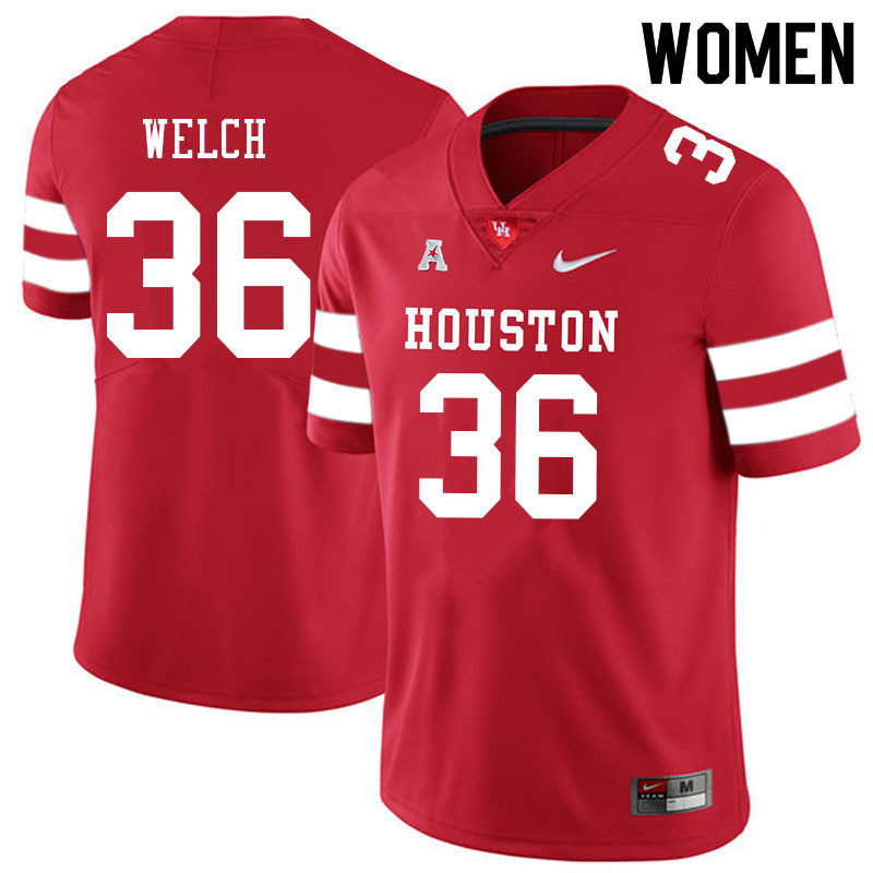 Women #36 Mike Welch Houston Cougars College Football Jerseys Sale-Red